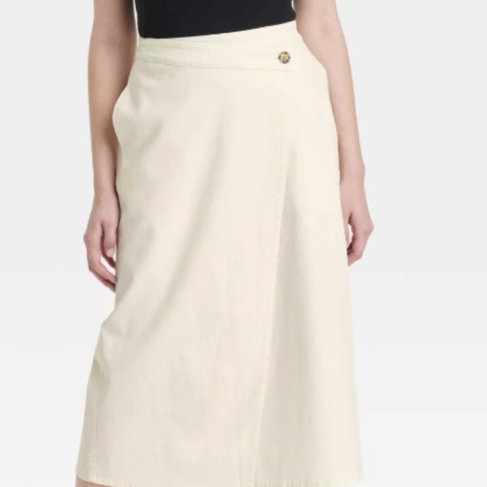 Women's MIDI Wrap Skirt - Universal Thread™ Cream 16: Midweight, Inside Pocket,